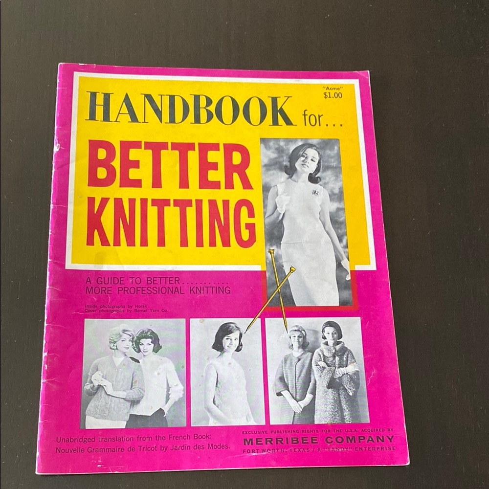 Handbook for Better Knitting Vintage Pattern Book - Pink & Yellow Cover!